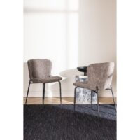 Scandinavische eetkamerstoelen zwart grijs bouclé afbeelding 7