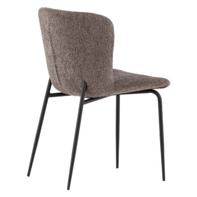 Scandinavische eetkamerstoelen zwart grijs bouclé afbeelding 5