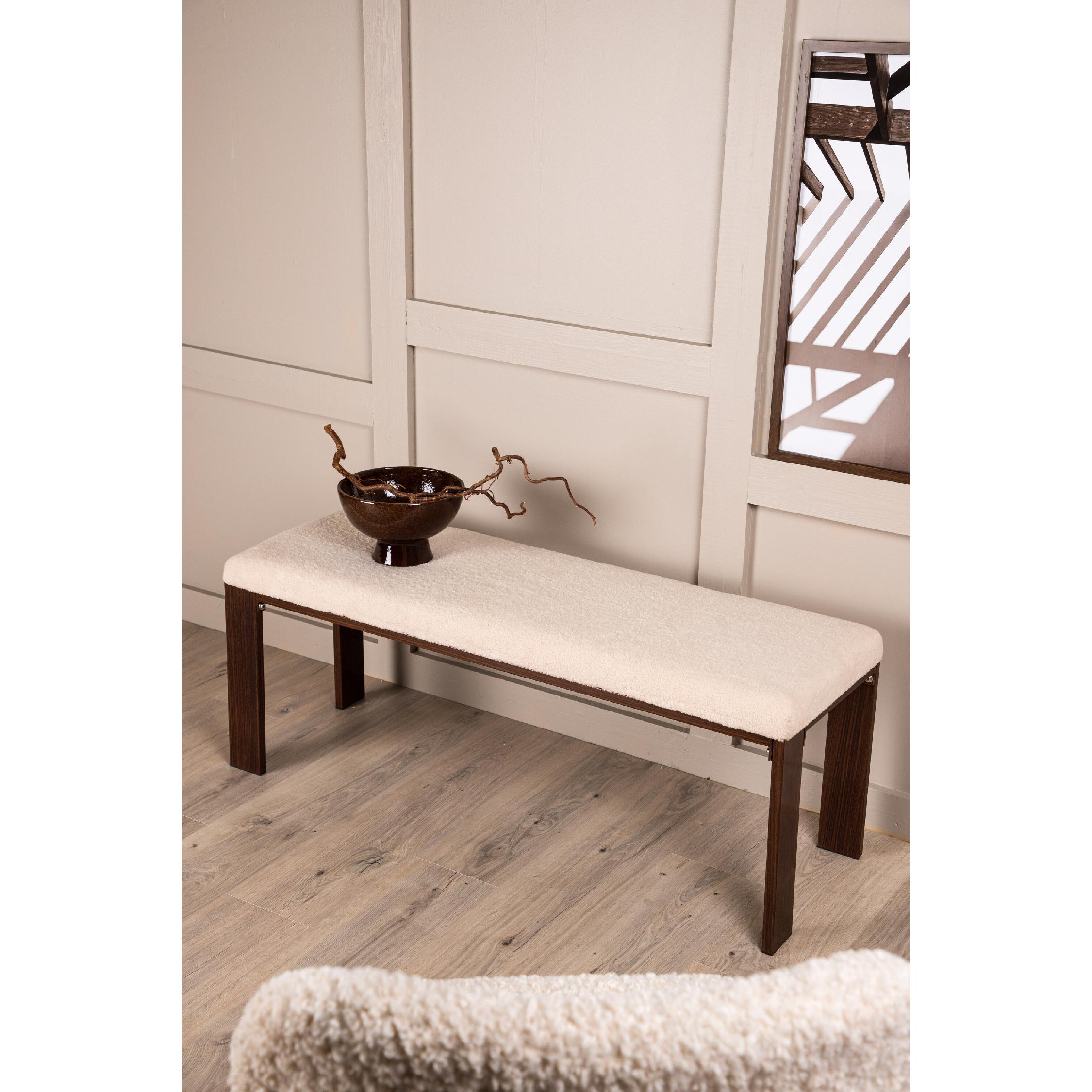 Halbank donker walnoot houtlook offwhite fleece afbeelding 14