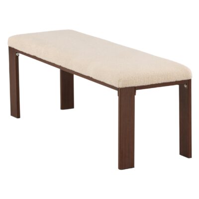 Halbank donker walnoot houtlook offwhite fleece afbeelding 3