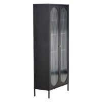 Stalen opbergkast zwart golvend glas afbeelding 9