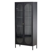 Stalen opbergkast zwart golvend glas afbeelding 2