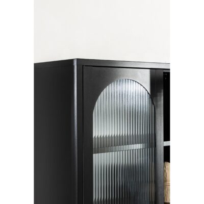 Stalen opbergkast zwart golvend glas afbeelding 14