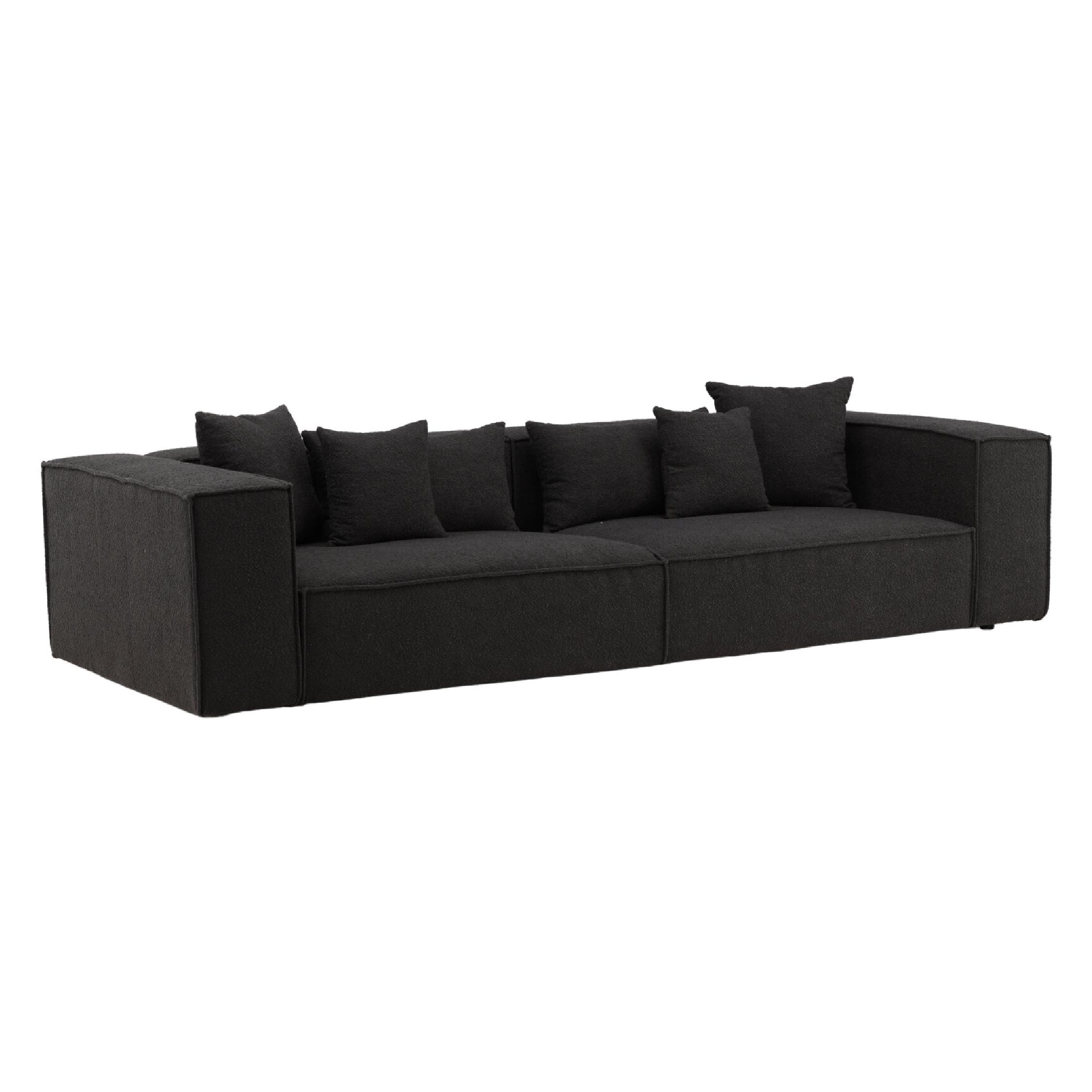 Luxe Scandinavische bank zwart bouclé afbeelding 6