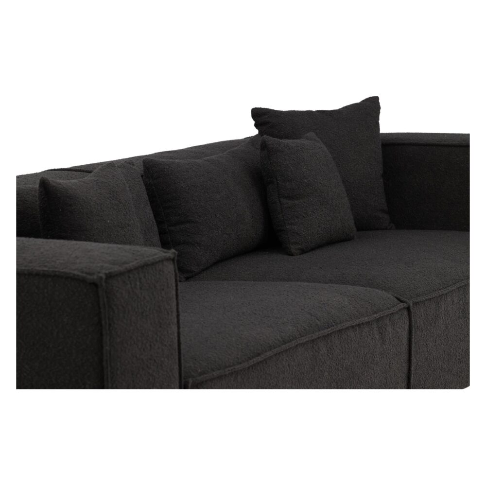 Luxe Scandinavische bank zwart bouclé afbeelding 7