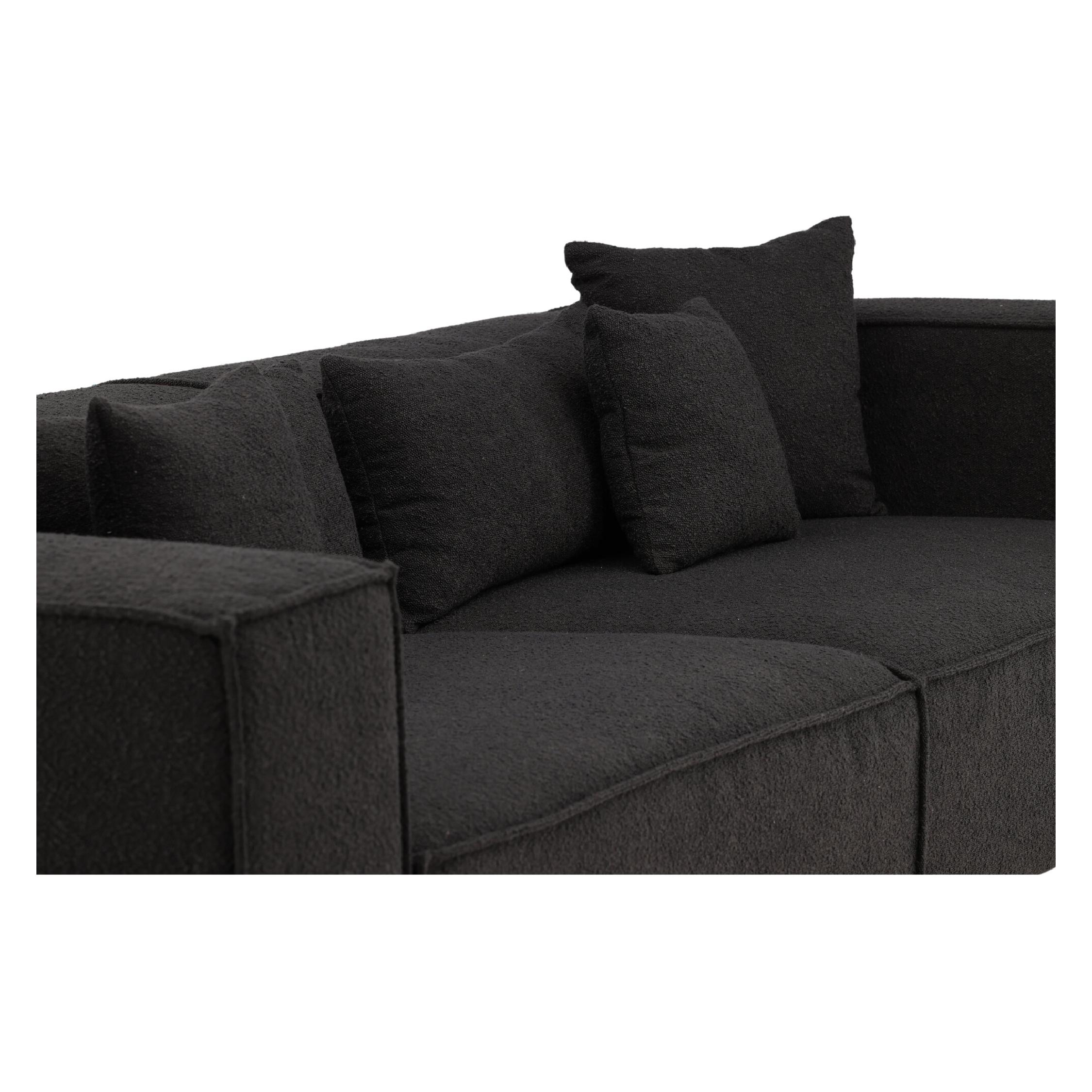 Luxe Scandinavische bank zwart bouclé afbeelding 7