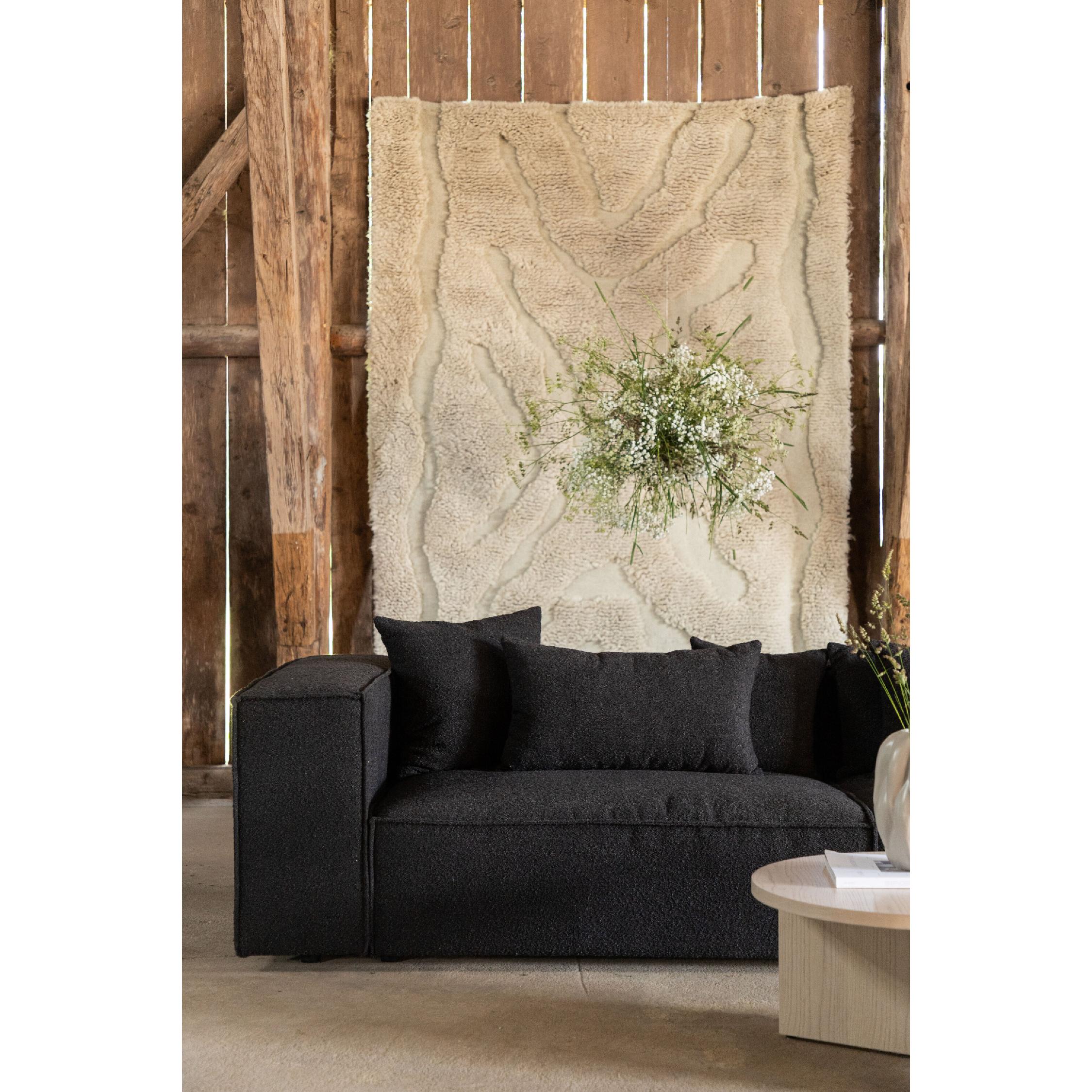 Luxe Scandinavische bank zwart bouclé afbeelding 9