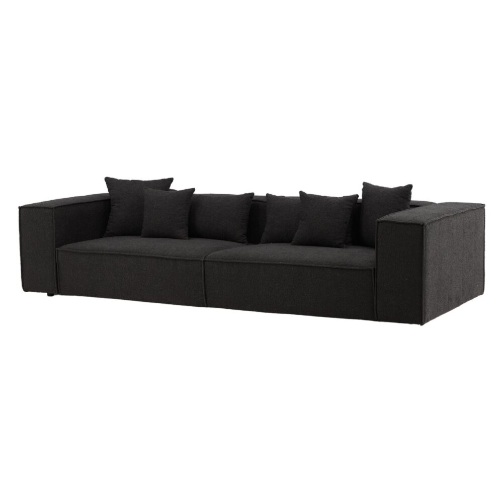 Luxe Scandinavische bank zwart bouclé afbeelding 2