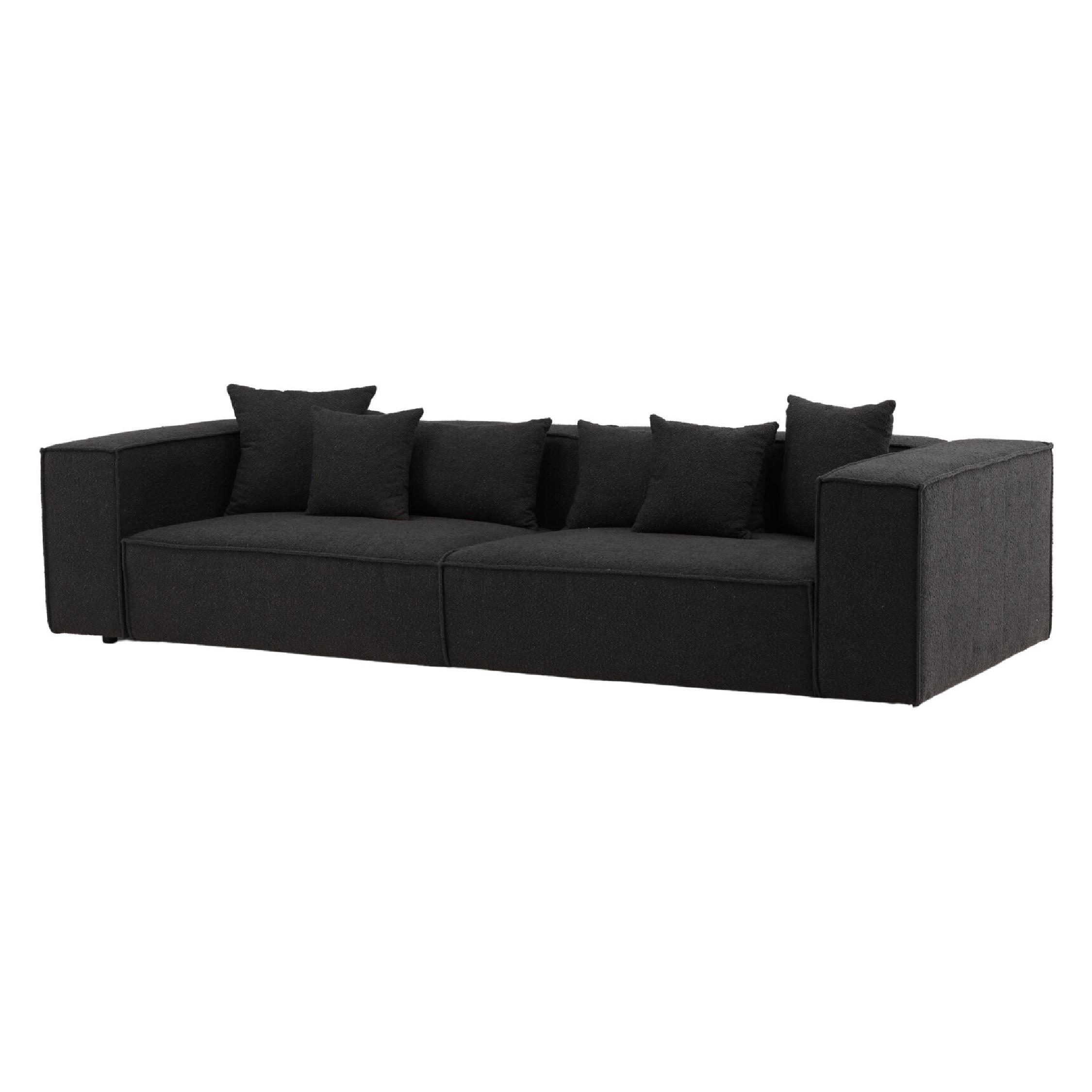 Luxe Scandinavische bank zwart bouclé afbeelding 2