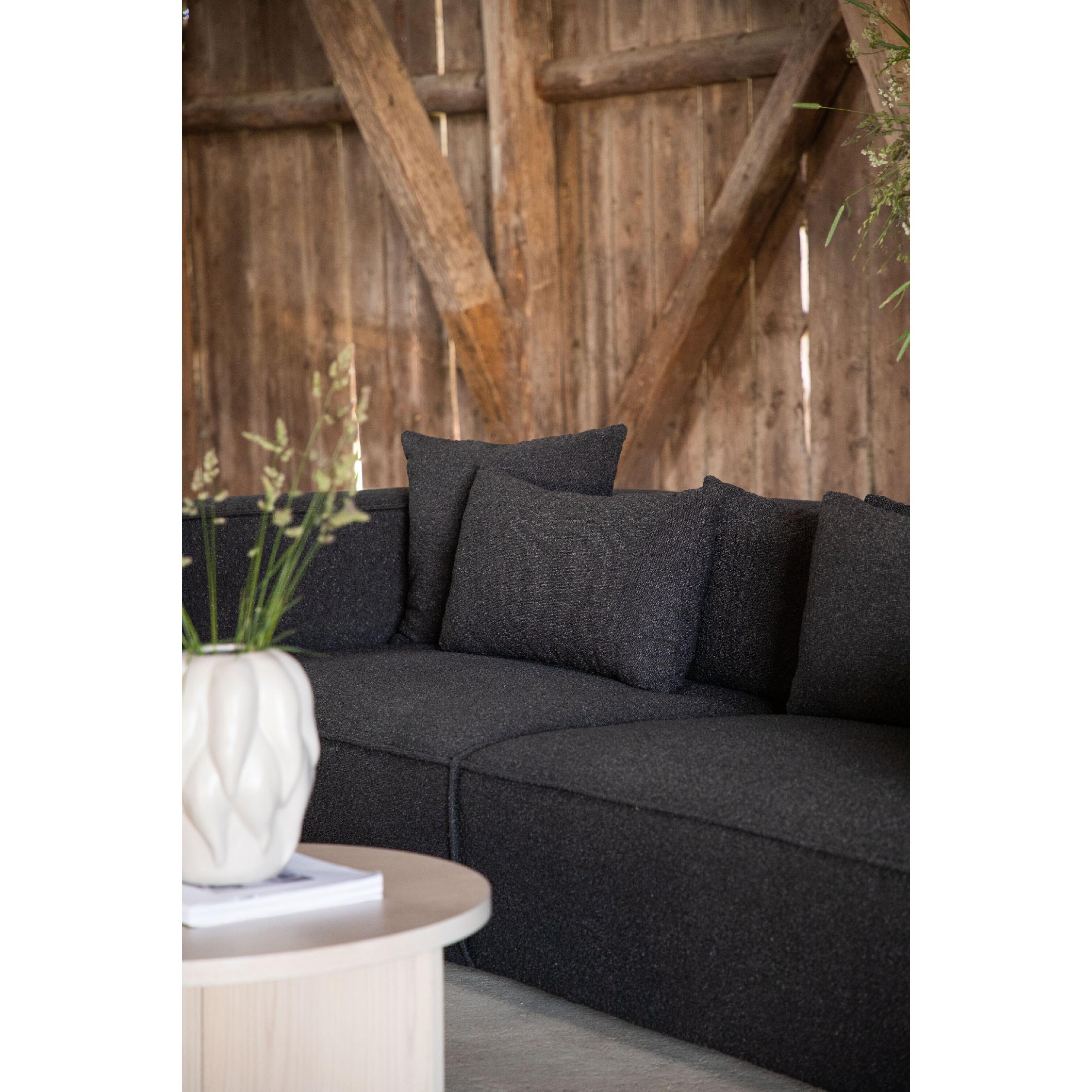 Luxe Scandinavische bank zwart bouclé afbeelding 10