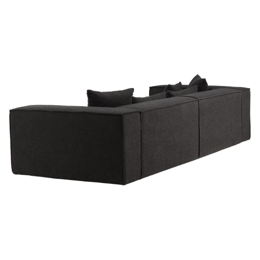 Luxe Scandinavische bank zwart bouclé afbeelding 3