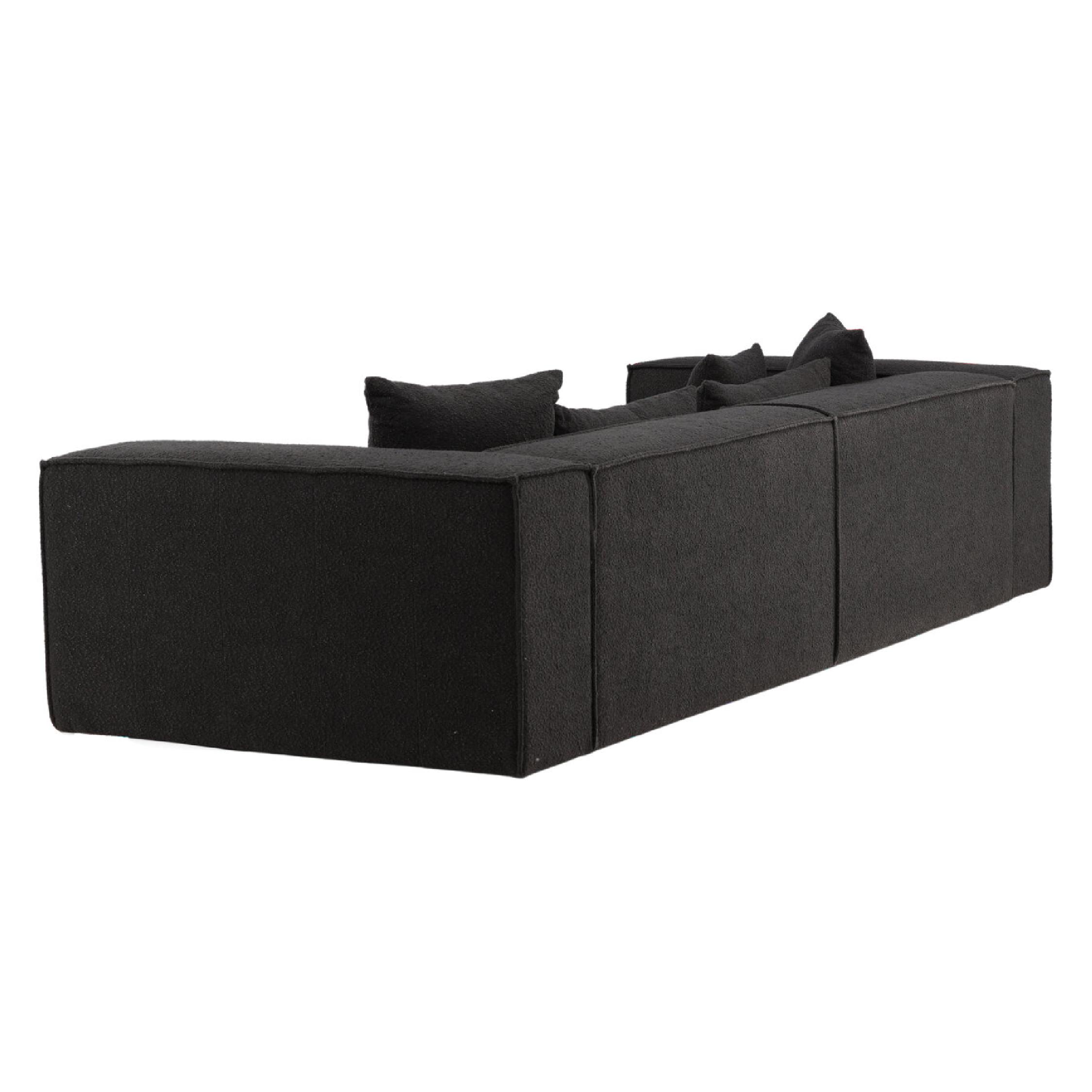 Luxe Scandinavische bank zwart bouclé afbeelding 3