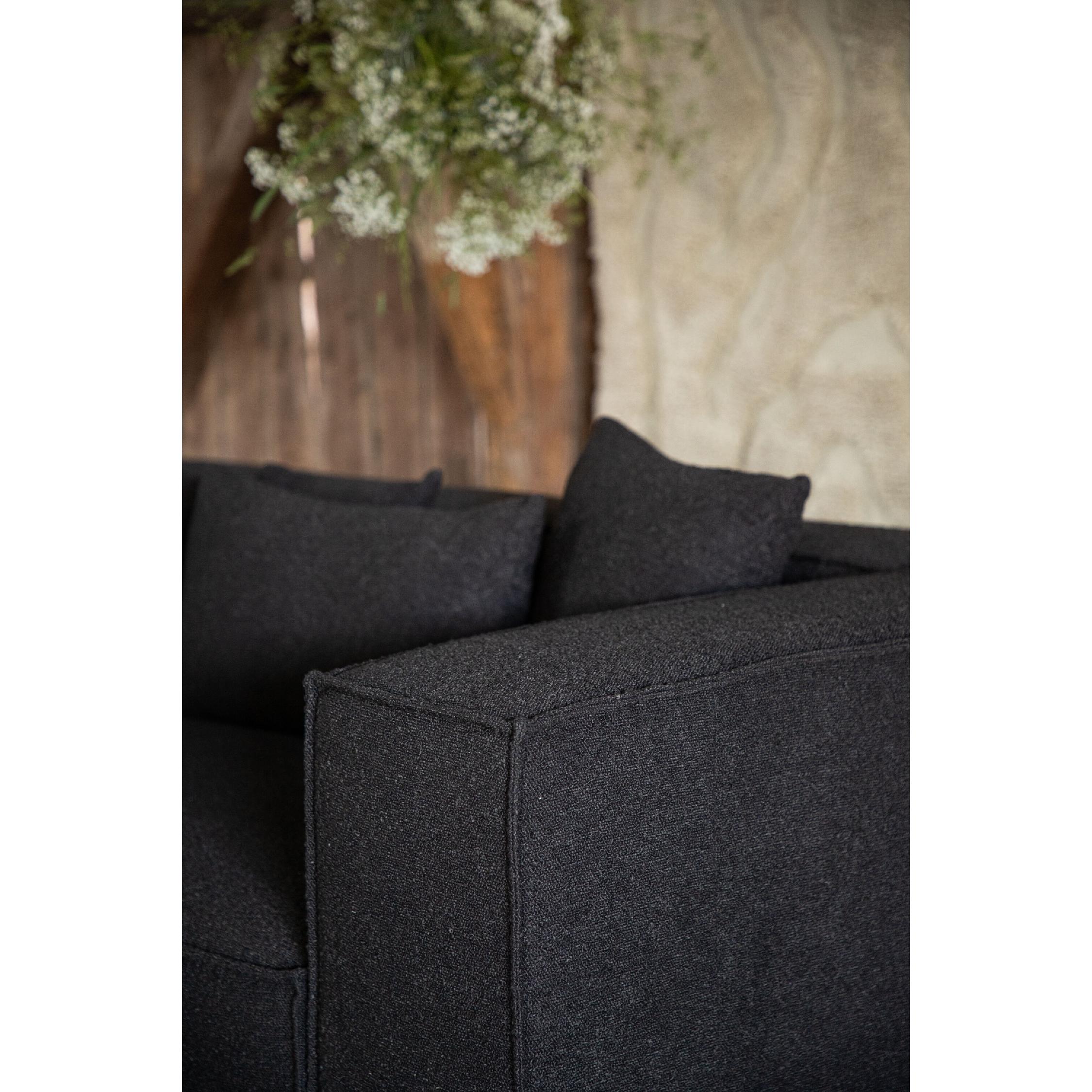 Luxe Scandinavische bank zwart bouclé afbeelding 11