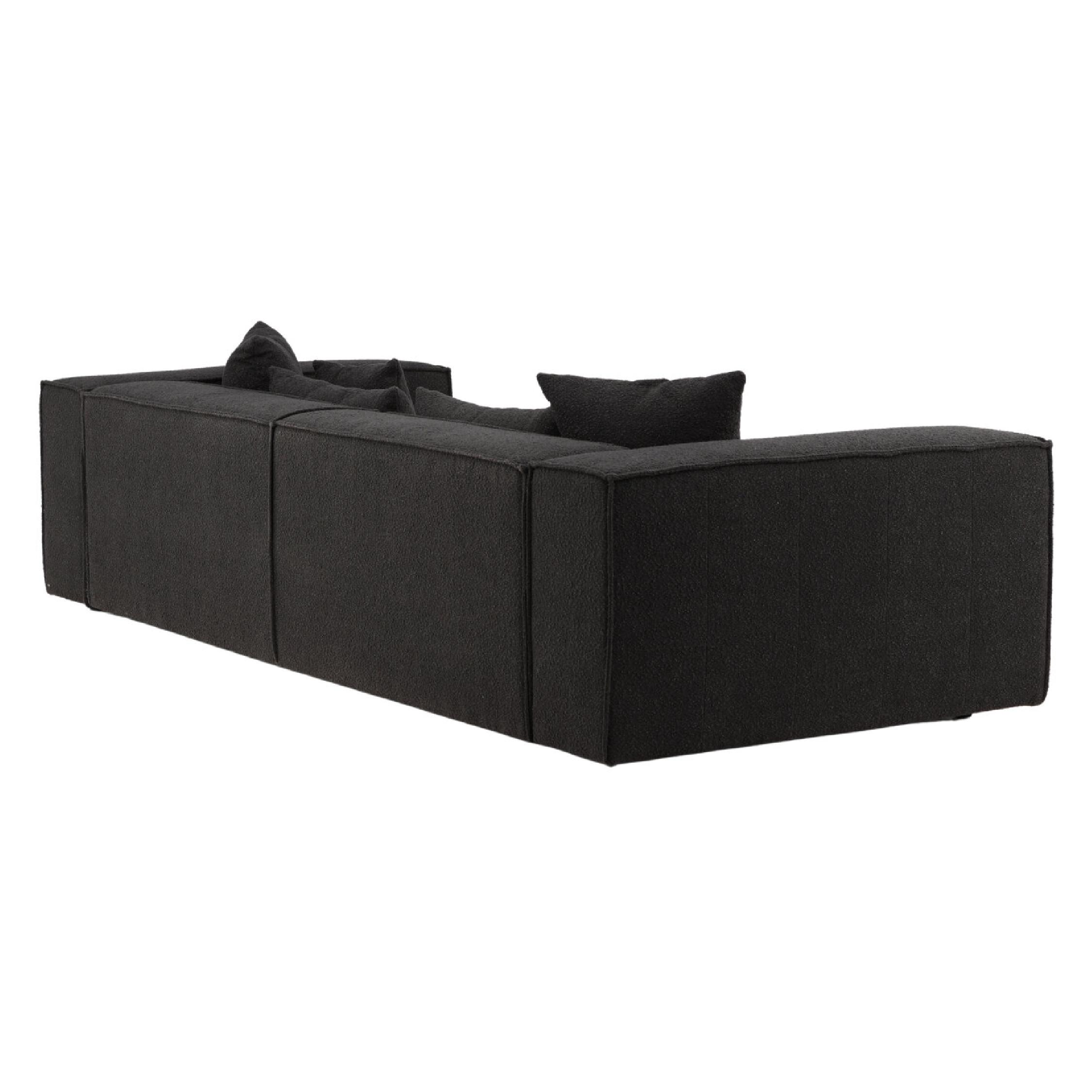 Luxe Scandinavische bank zwart bouclé afbeelding 5