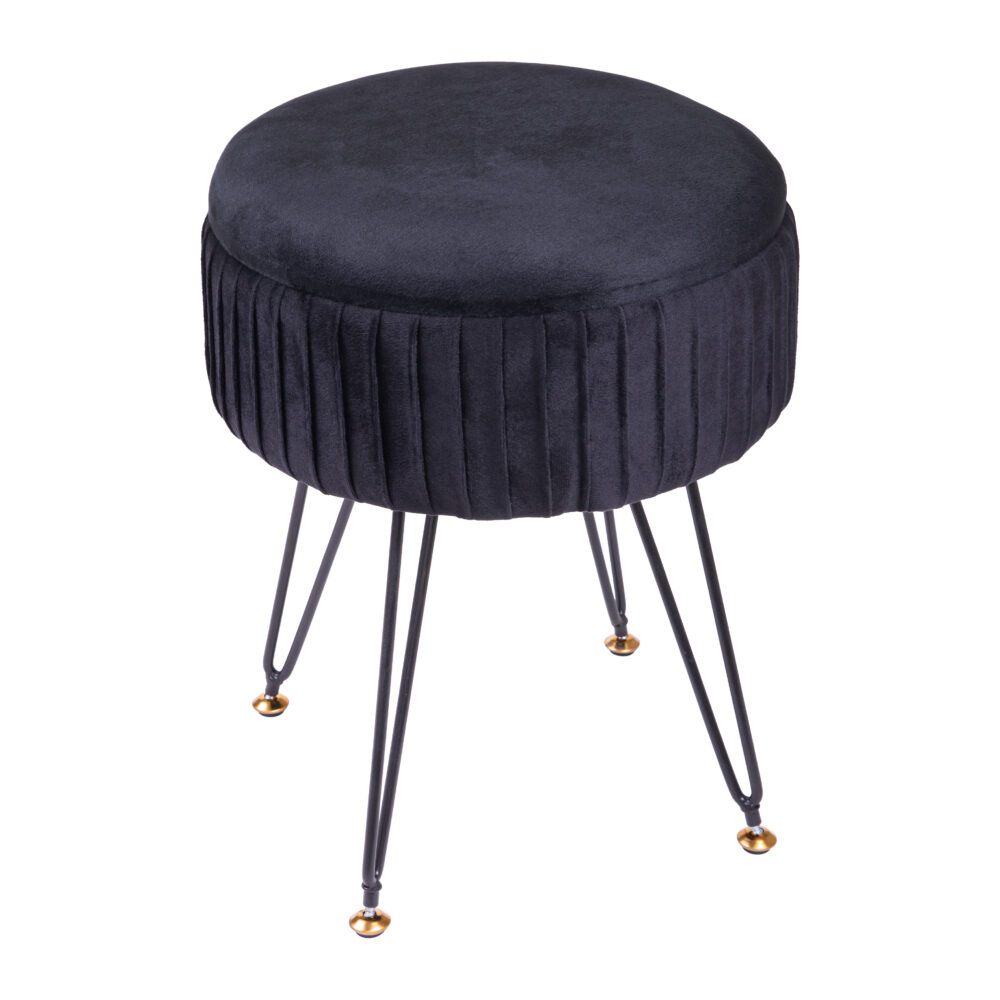 ronde poef, extra opbergruimte, poef rond, zwarte poef, poef, krukje, kruk, poef zwart