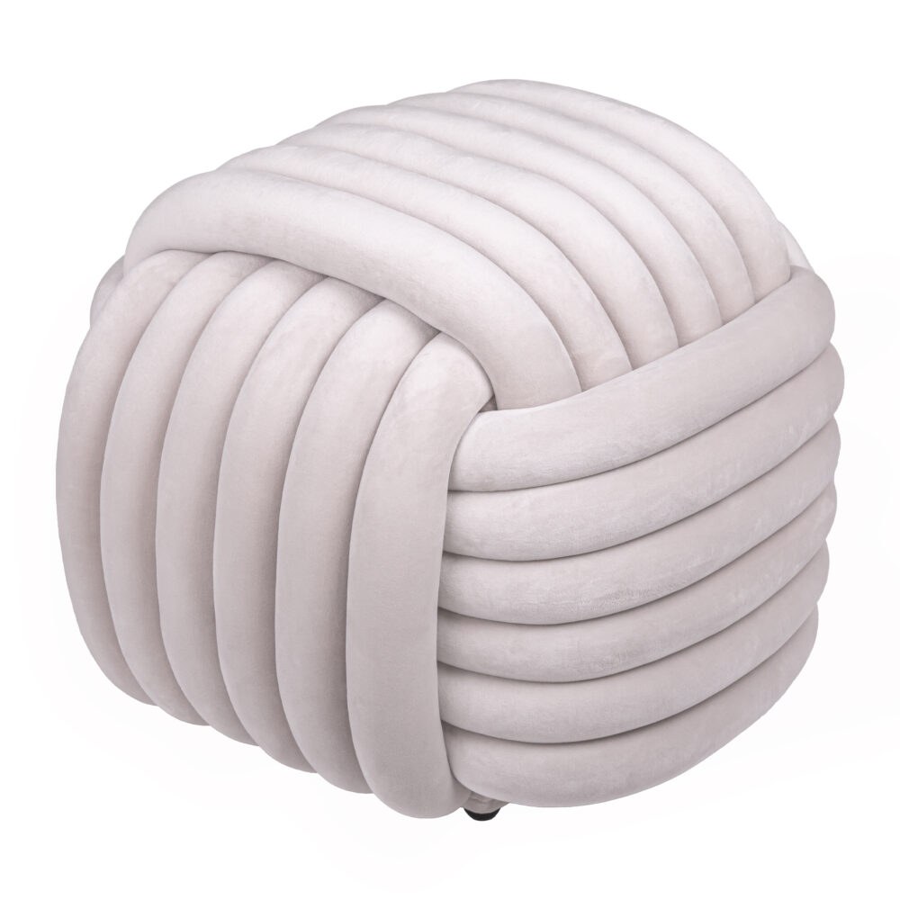 geknoopte beige poef, geknoopte poef, poef, knoopontwerp, poef beige, vierkante poef, beige poef, poefje, poef vierkant,