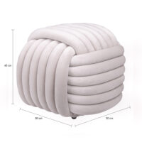 geknoopte beige poef, geknoopte poef, poef, knoopontwerp, poef beige, vierkante poef, beige poef, poefje, poef vierkant, - afmetingen