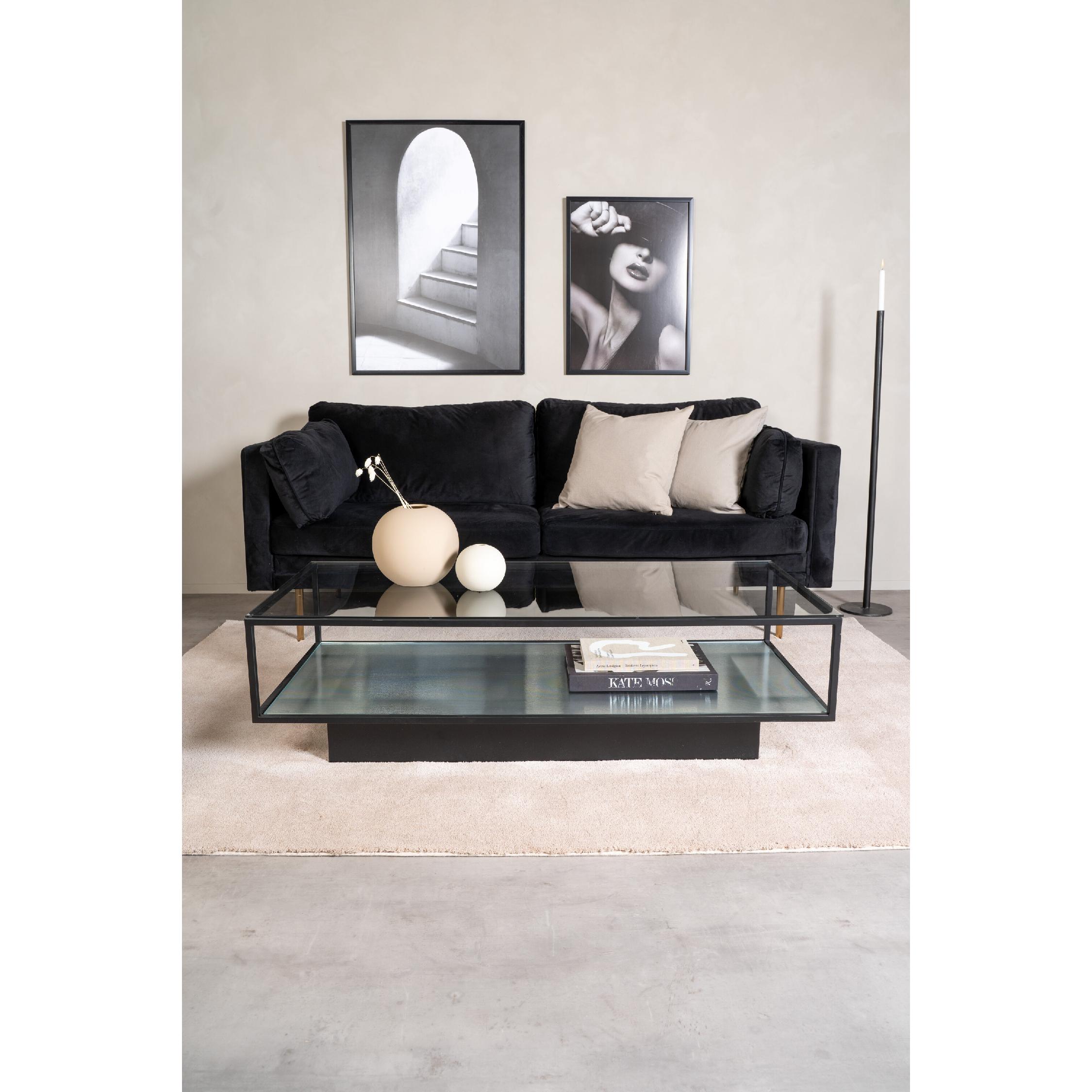 Salontafel zwart metaal glas afbeelding 10