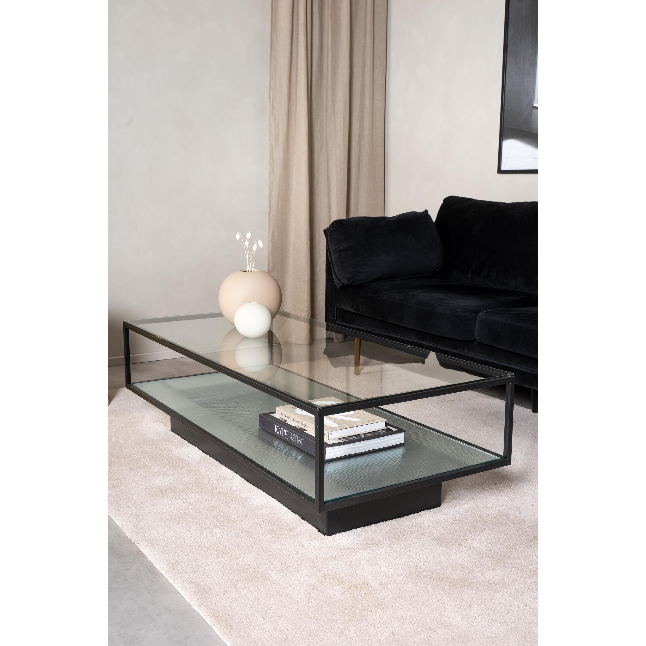 Salontafel zwart metaal glas afbeelding 11