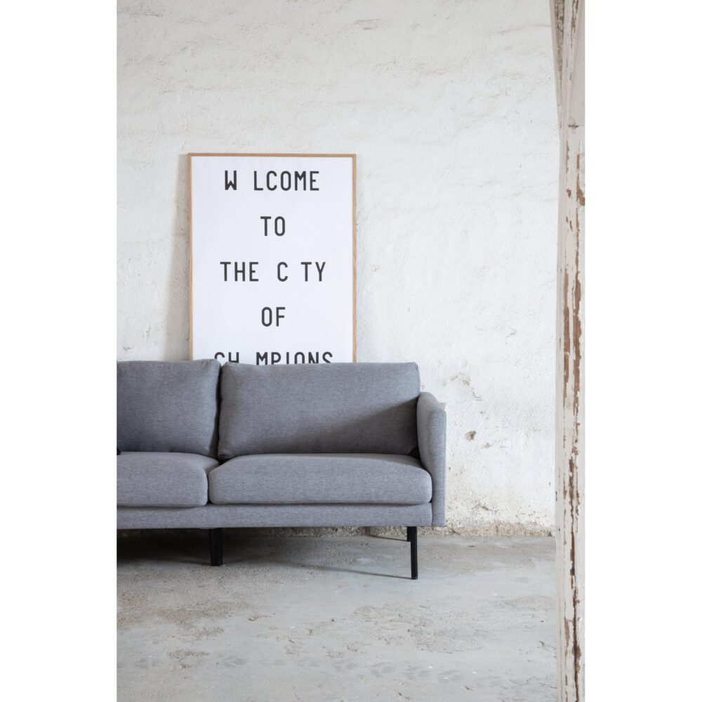 Scandinavische 3-zitsbank grijze stof afbeelding 11