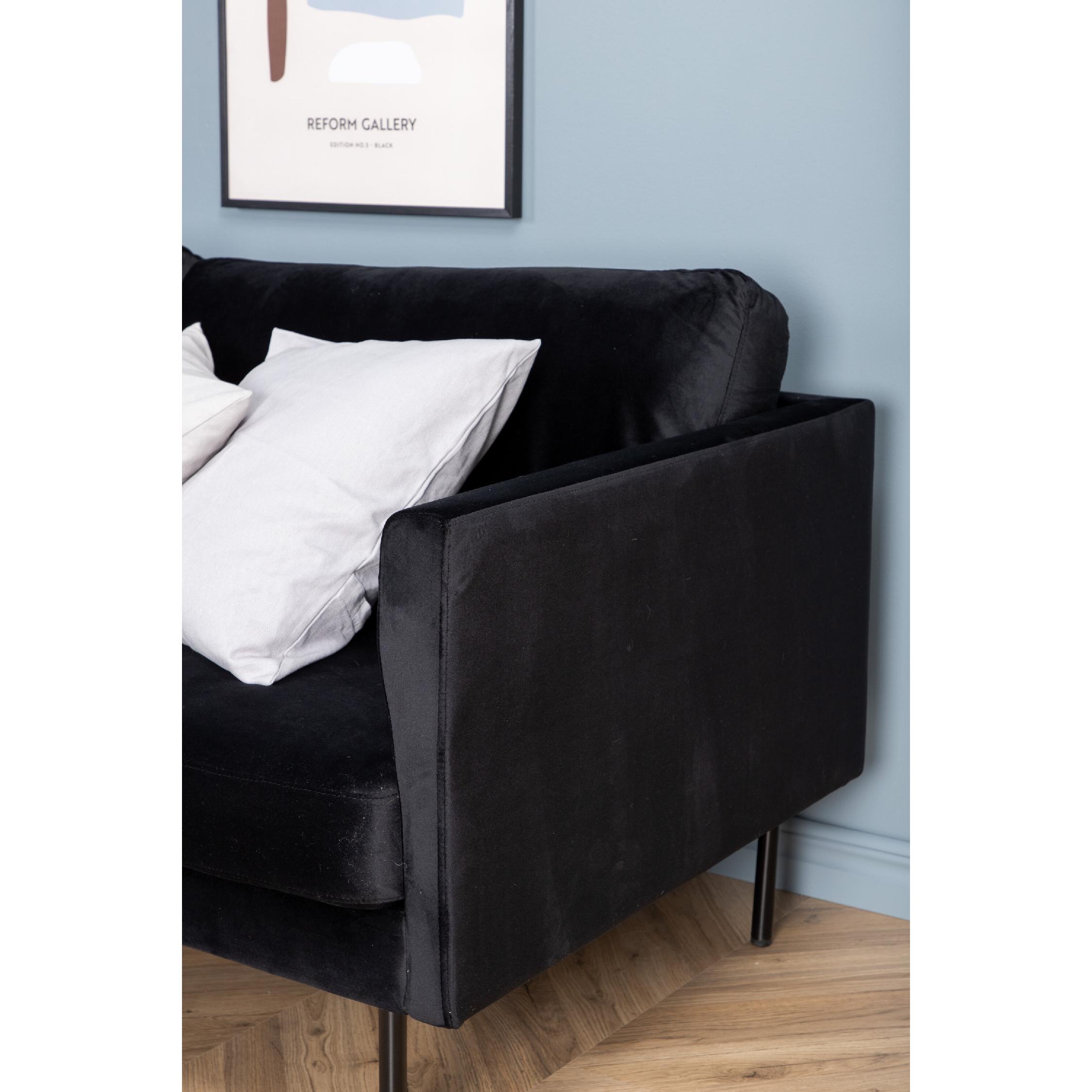 Zwarte fluwelen 3-zitsbank Scandinavisch design afbeelding 9