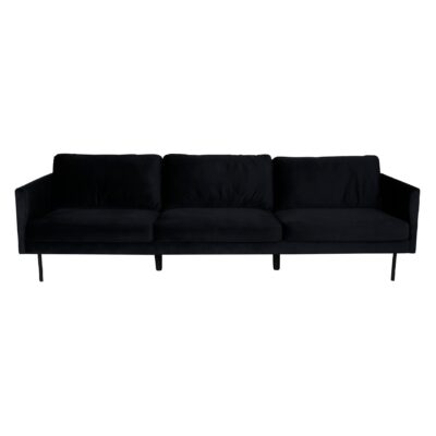 Zwarte fluwelen 3-zitsbank Scandinavisch design afbeelding 1