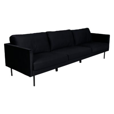 Zwarte fluwelen 3-zitsbank Scandinavisch design afbeelding 2