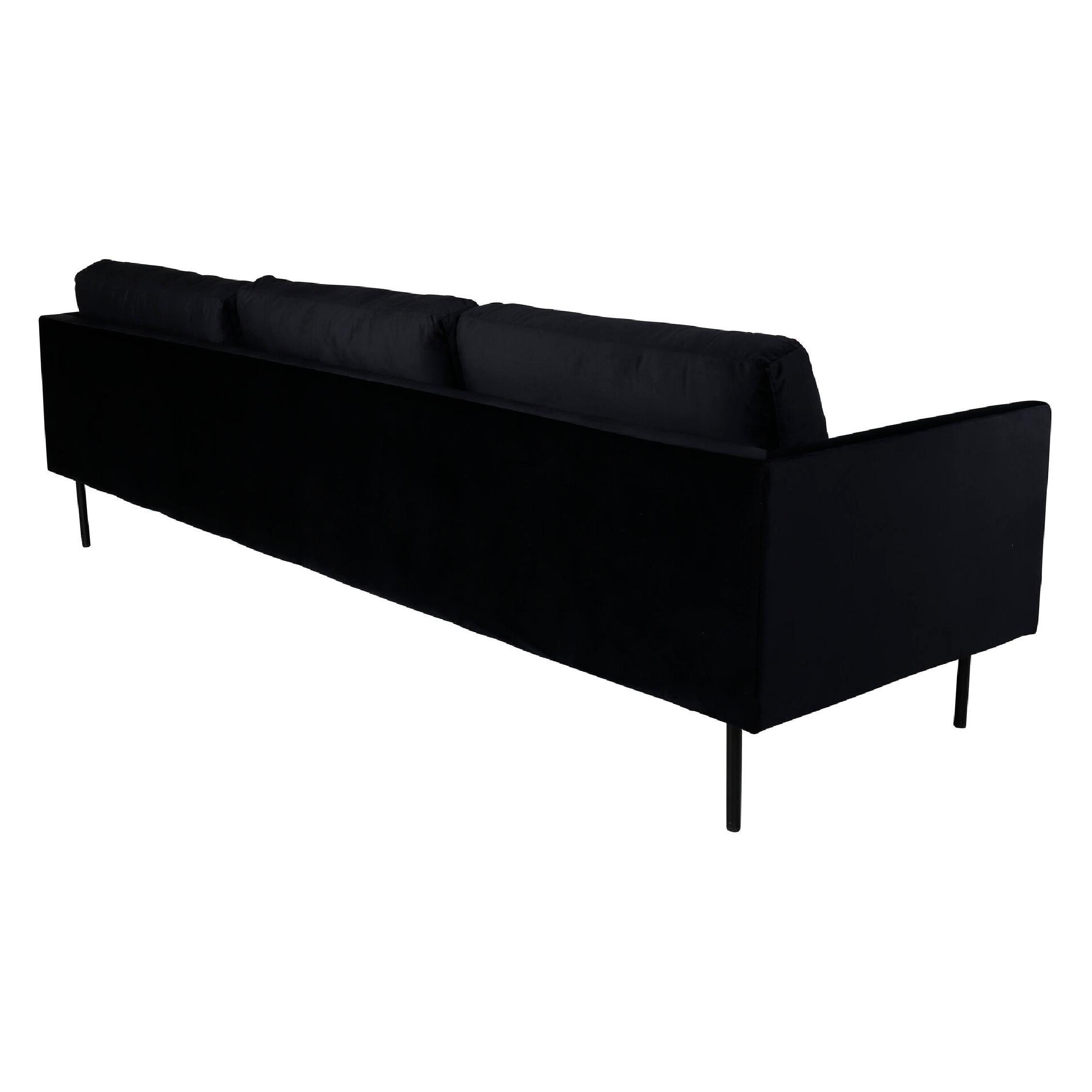 Zwarte fluwelen 3-zitsbank Scandinavisch design afbeelding 3
