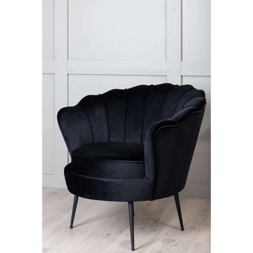 Zwarte fluwelen fauteuil afbeelding 10