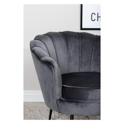 Donkergrijze fluwelen fauteuil afbeelding 10