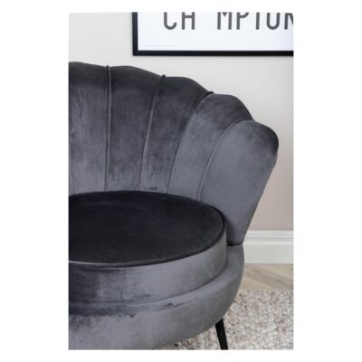 Donkergrijze fluwelen fauteuil afbeelding 11