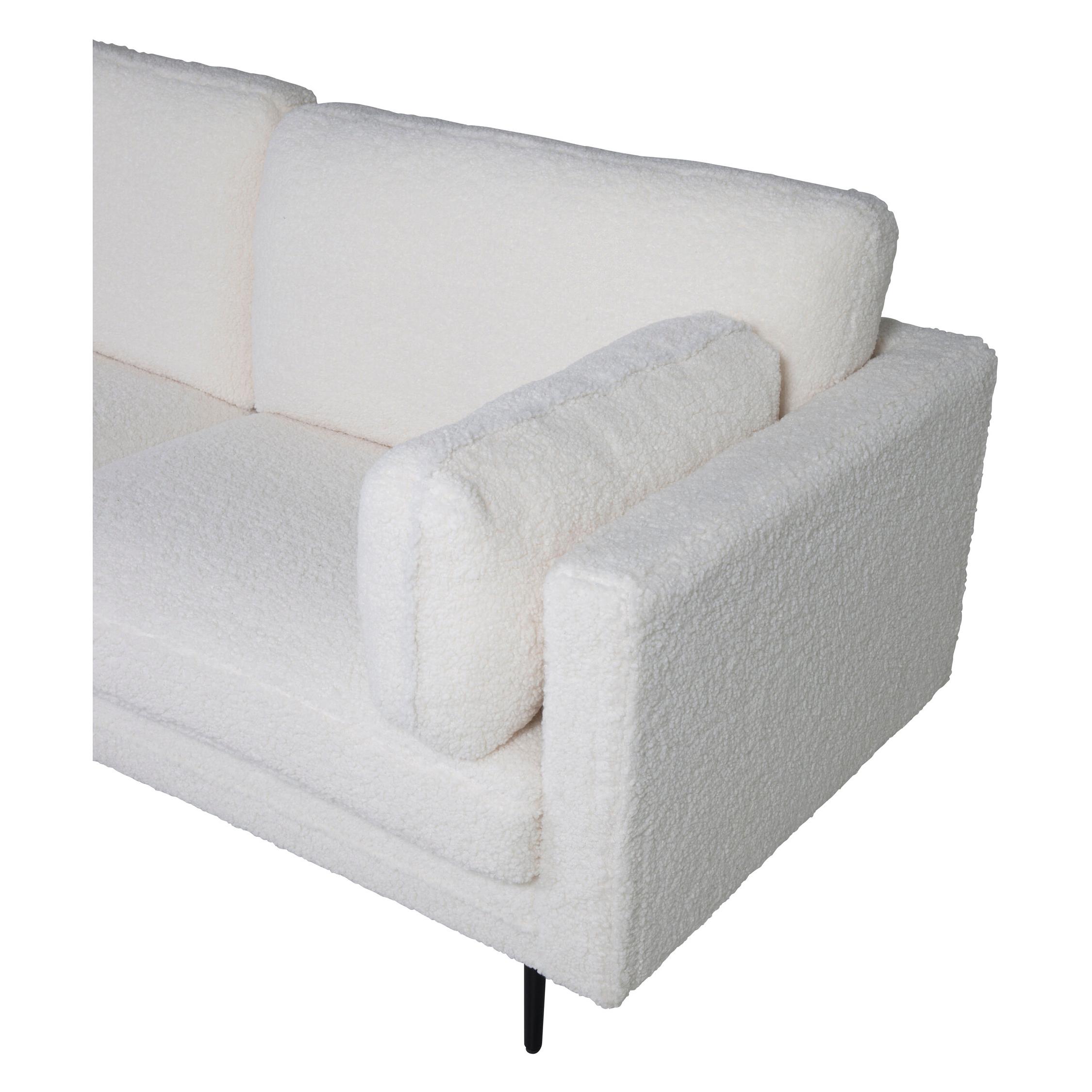 3-zitsbank witte teddy stof afbeelding 5