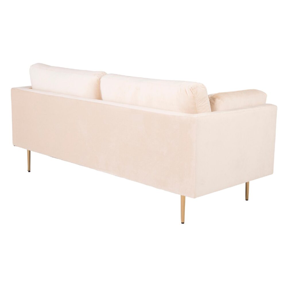 Scandinavische 3-zitsbank crème fluweel afbeelding 3