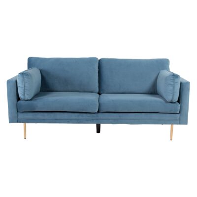 Scandinavische blauwe fluwelen 3-zitsbank afbeelding 1