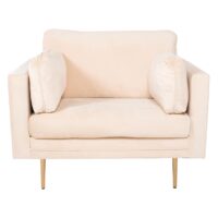 Fluwelen Accentstoel Licht Beige afbeelding 1