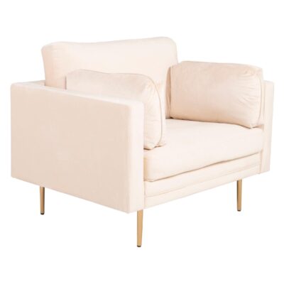 Fluwelen Accentstoel Licht Beige afbeelding 3