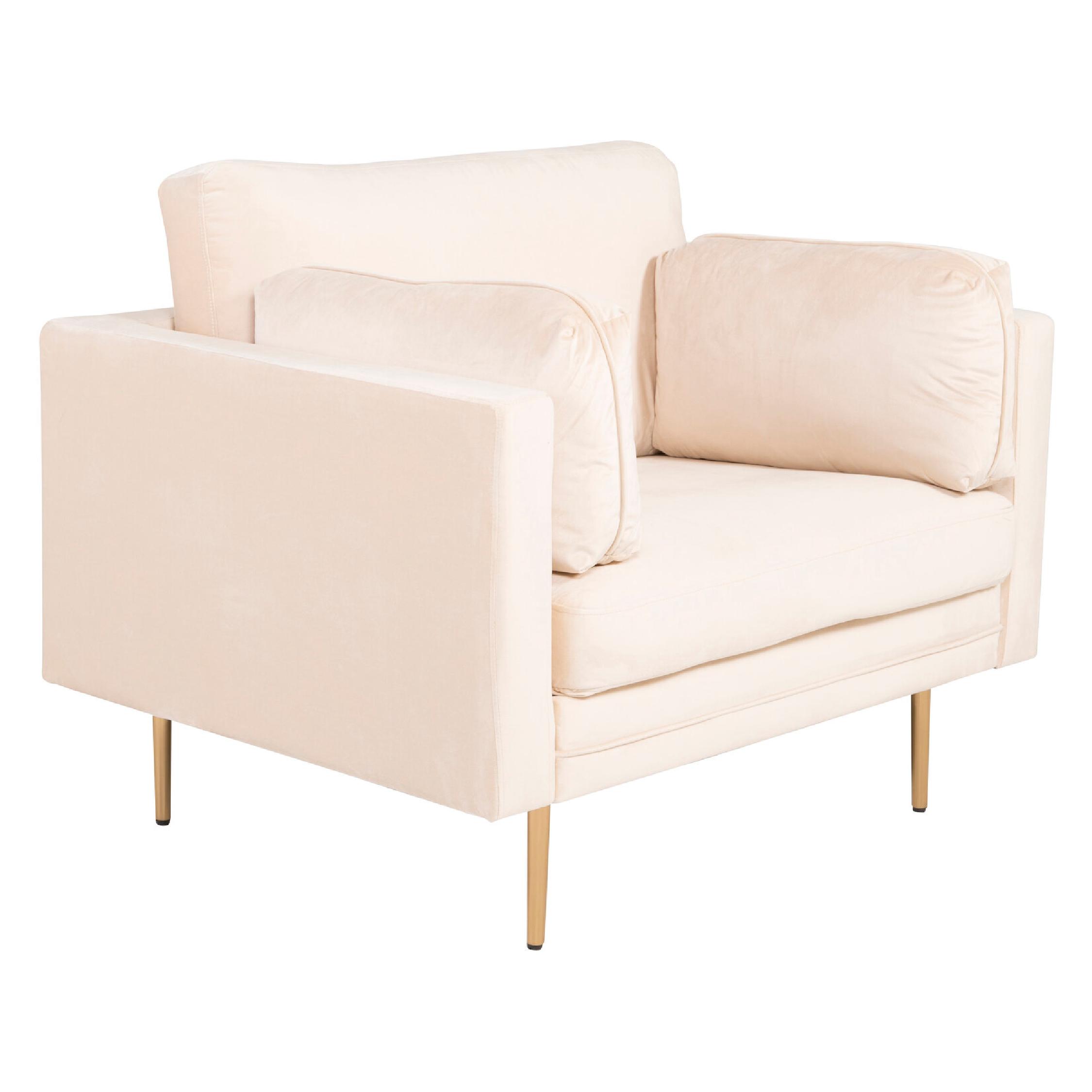 Fluwelen Accentstoel Licht Beige afbeelding 3