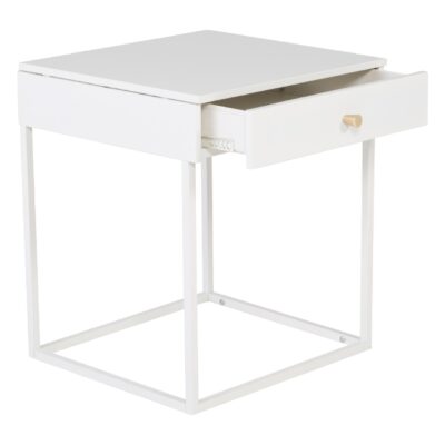 Scandinavisch nachtkastje wit staal afbeelding 3