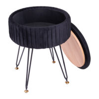 ronde poef, extra opbergruimte, poef rond, zwarte poef, poef, krukje, kruk, poef zwart