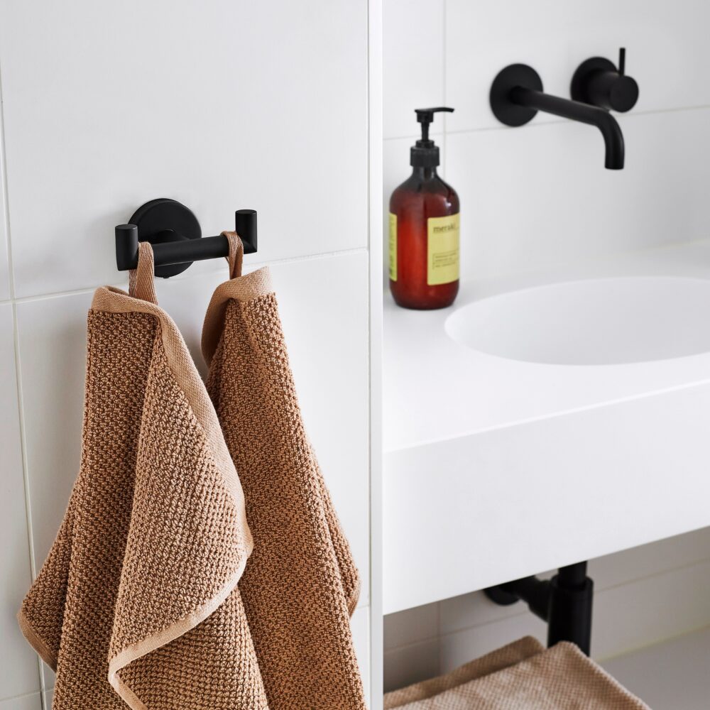 zwarte handdoekhaak, Dubbele handdoekhaak, handdoeken haakje