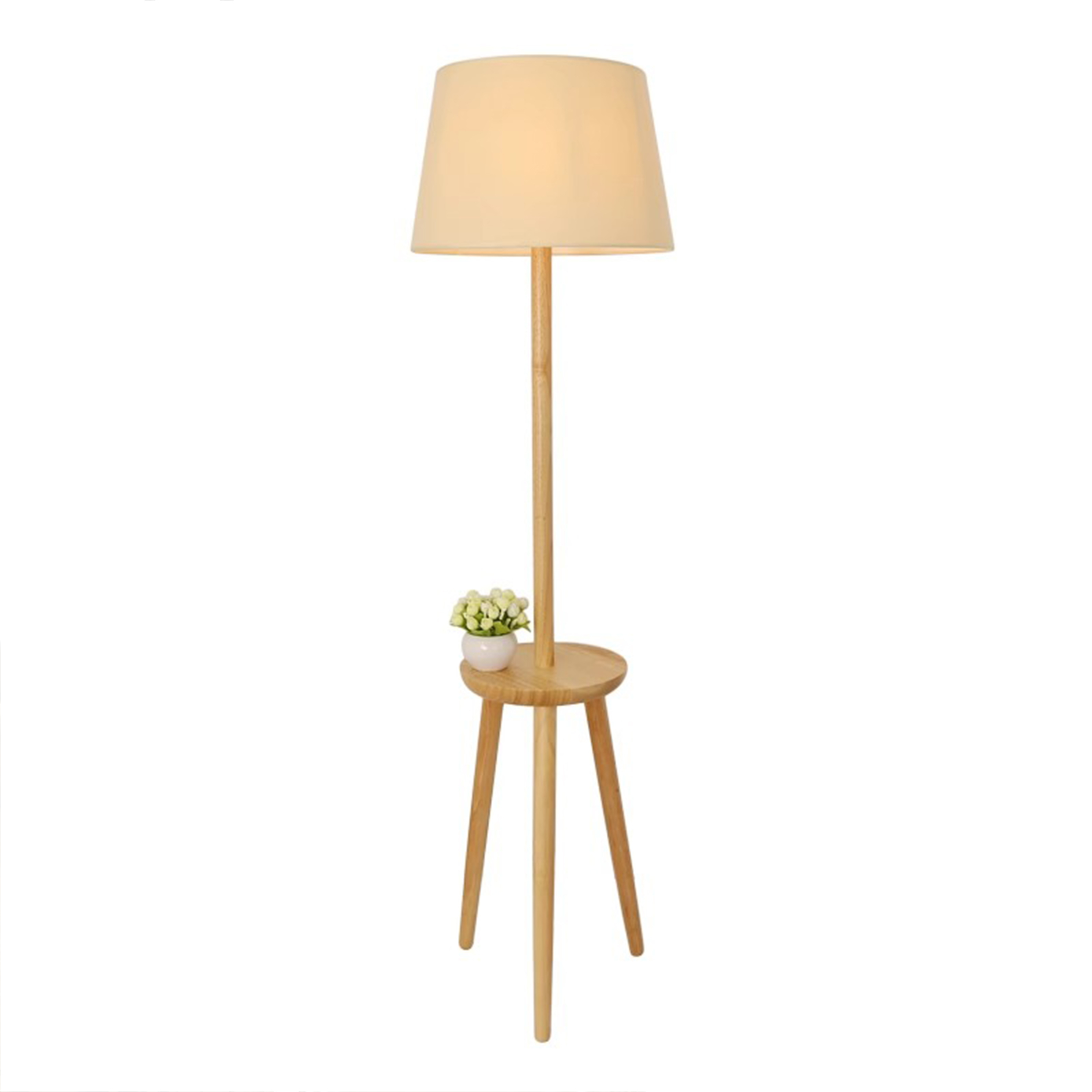 QUVIO Vloerlamp - Hout - Met Tafeltje - Scandinavisch - Woonkamer - Sfeerverlichting