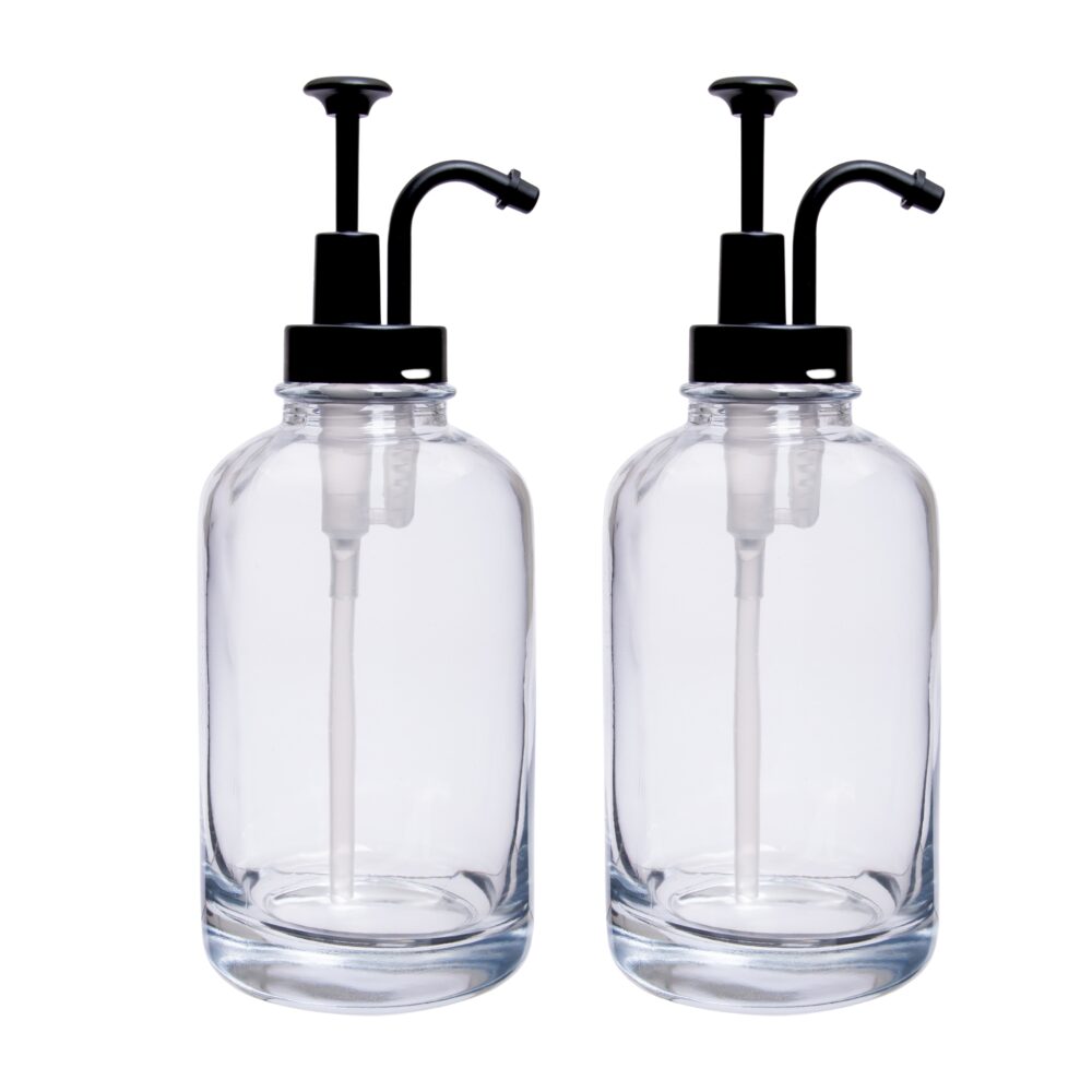 XIVADA Koffiesiroop dispenser – 500 ML – Glas – Zwart – Set van 2