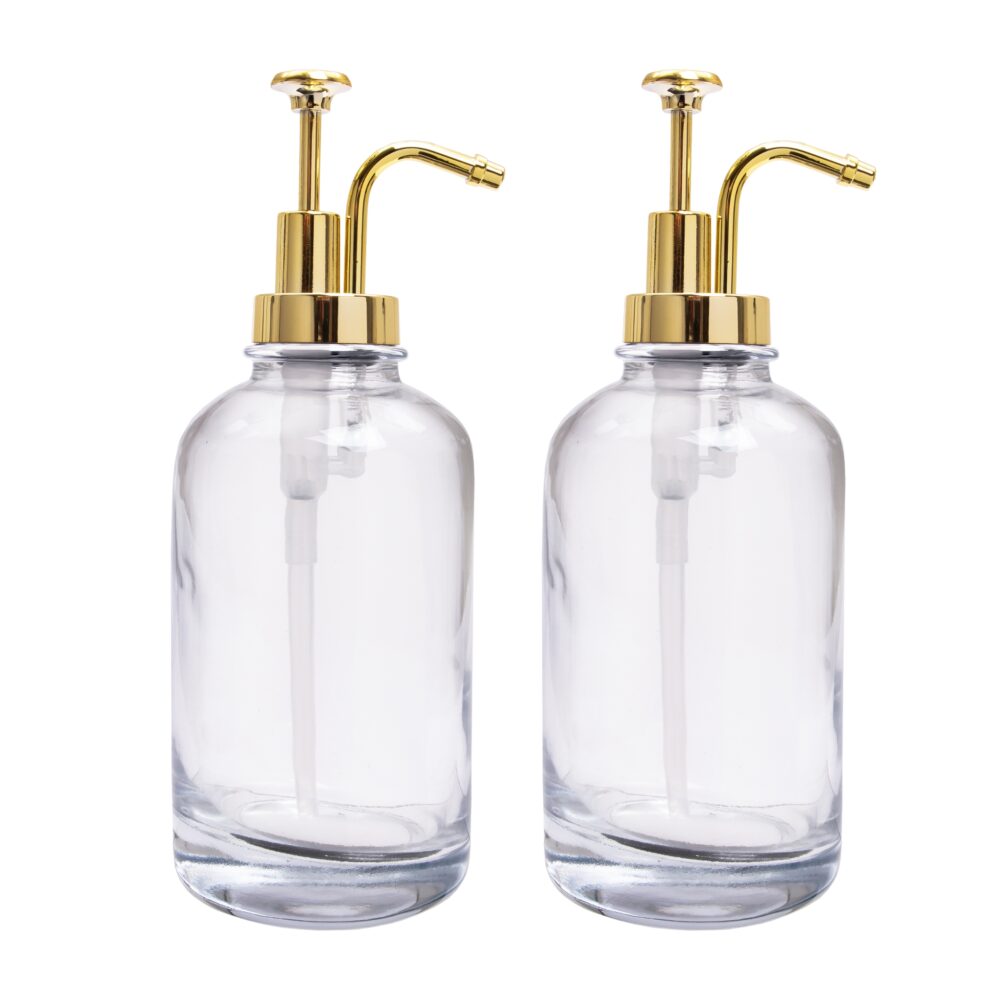 XIVADA Koffiesiroop dispenser – 500 ML – Glas – Goud – Set van 2