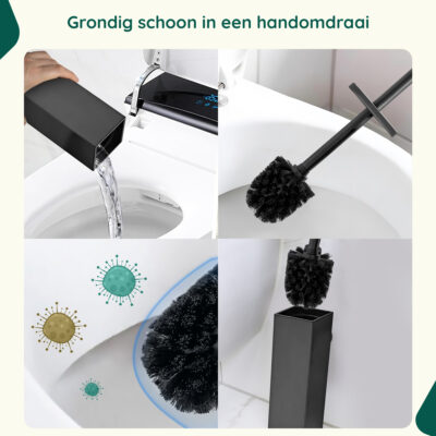 Zwarte toiletborstelhouder wandmontage afbeelding 3