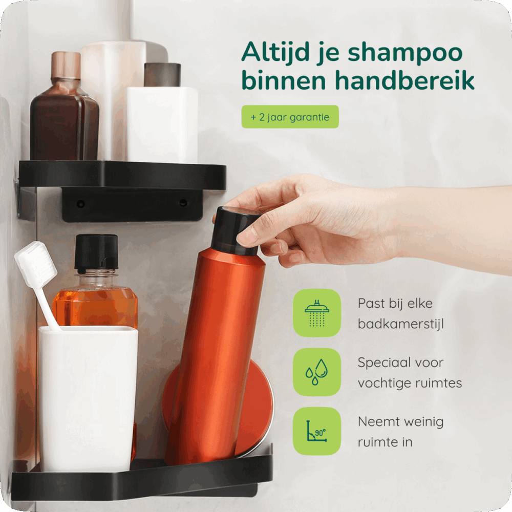 Zwart hoek doucherek badkamer afbeelding 7