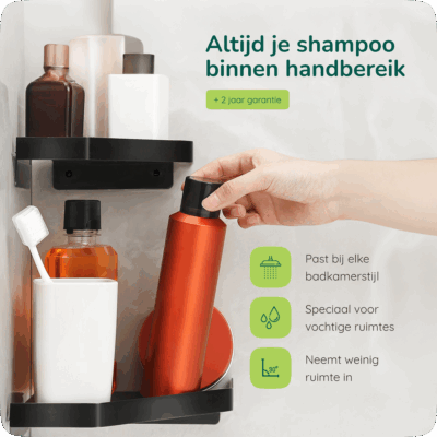 Zwart hoek doucherek badkamer afbeelding 7