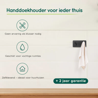 Zelfklevende zwarte handdoekhaakjes afbeelding 4