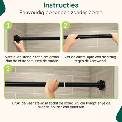 Verstelbare kledingstang zonder boren afbeelding 5