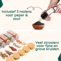 Glazen kruidenpotjes set bamboe afbeelding 4