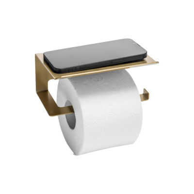 Gouden toiletrolhouder met plankje afbeelding 3